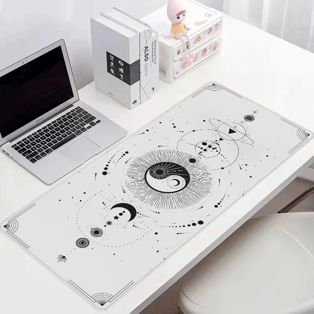 White Yinyang Pc Gaming Accessories Computer Mat Extended Pad Mouse Mats Desktops Mousepad Gamer 900x400 Keyboard Desk Xxl Setup