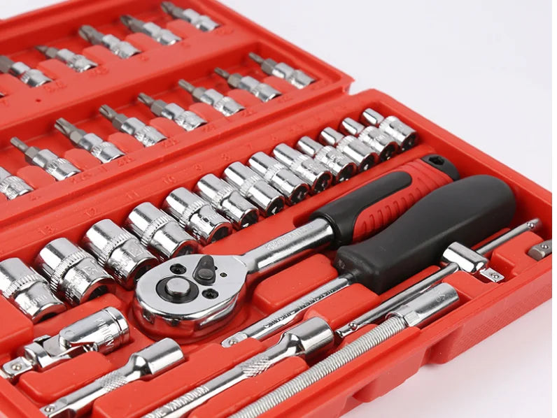 1/4 46 pcs CRV Portable torque ratchet wrench set socket hand tool set for Auto Repair Mini pipe bender Wrench Ratchet spanner