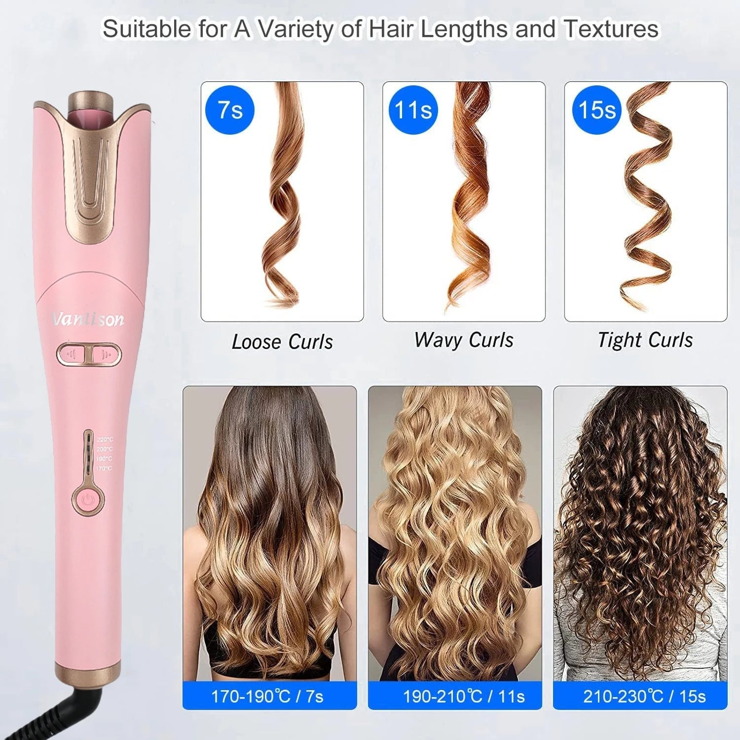 VANLISON Smart Automatic Curling Irons Hair Curler 12 Months Warranty Free Home Delivery From Jeddah Warehouse