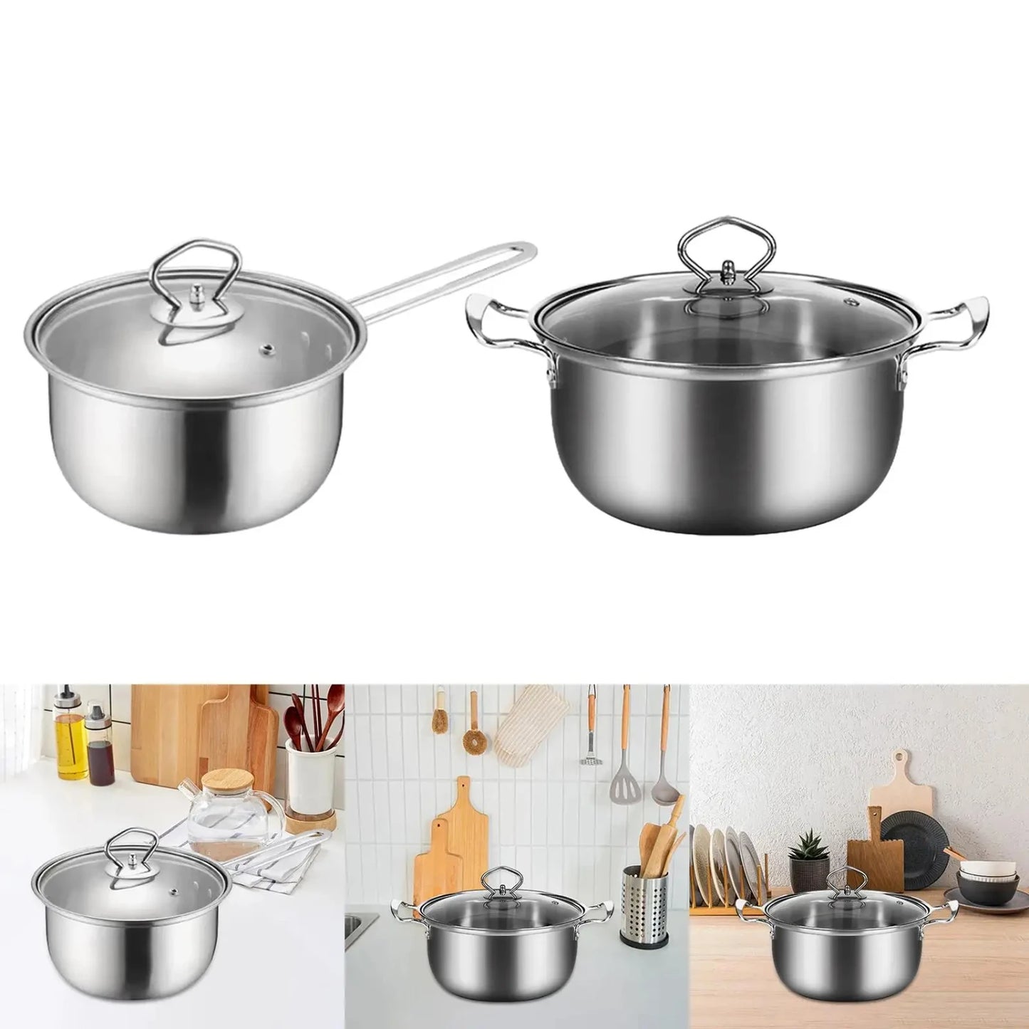 Stainless Steel Multifunction Milk Pot for Easy Cleaning, Kitchen Countertop Cafe Sauce Pan, Soup Pot, Saucepan