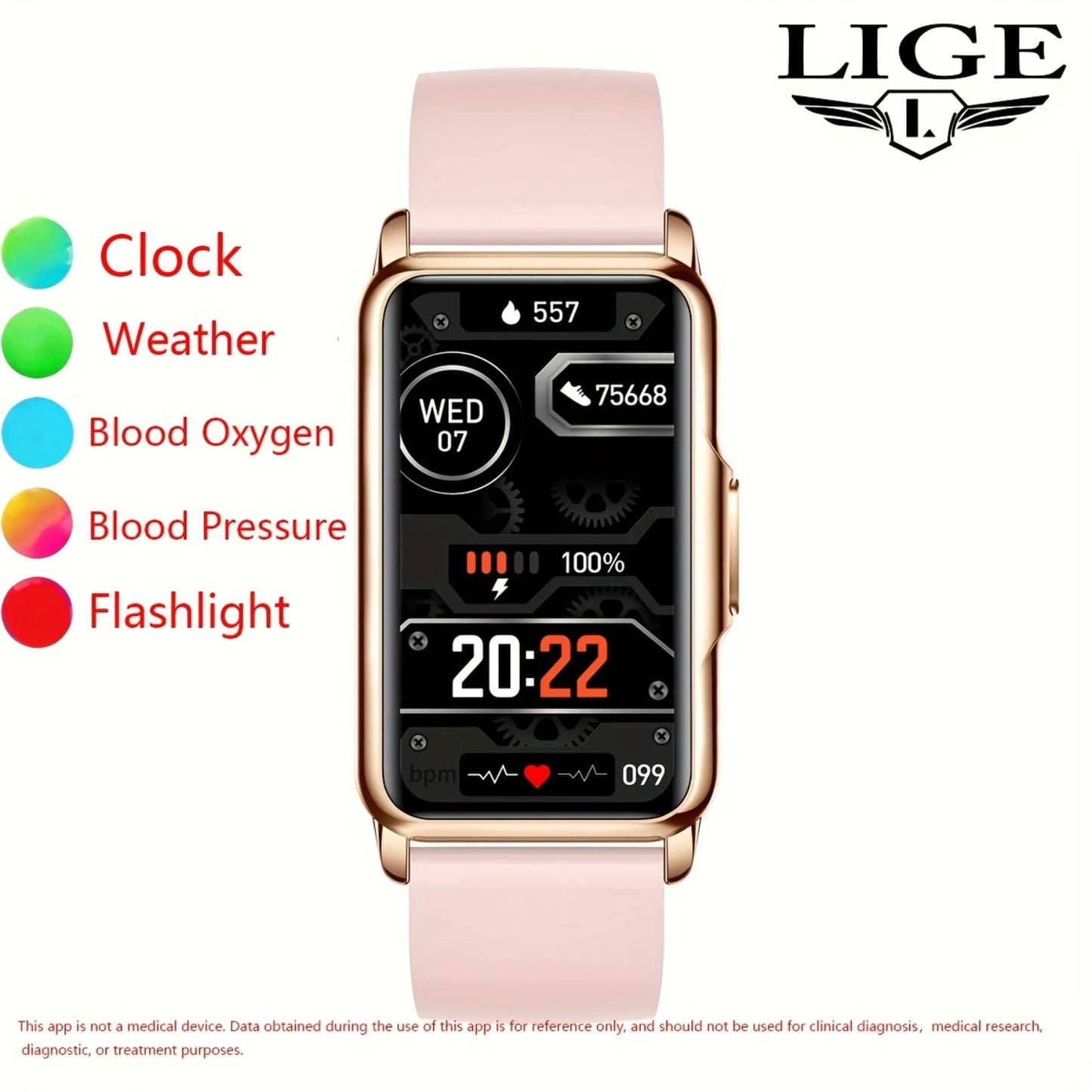 Smart Watch 3.73cm Full Touch With Low Battery Reminder/weather/Alarm Clock Reminder/ Message Notification/20+ Sports Modes For