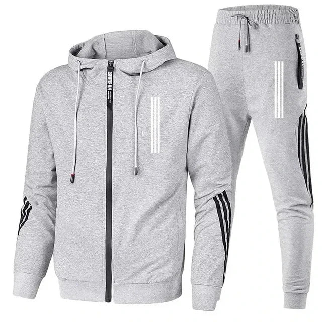 2025 Men's Hoodies+Pants Sets Triple Slant Hoodie Jacket Sport Zipper Tracksuits Sports Jogging Male Fitness Clothing Two Piece