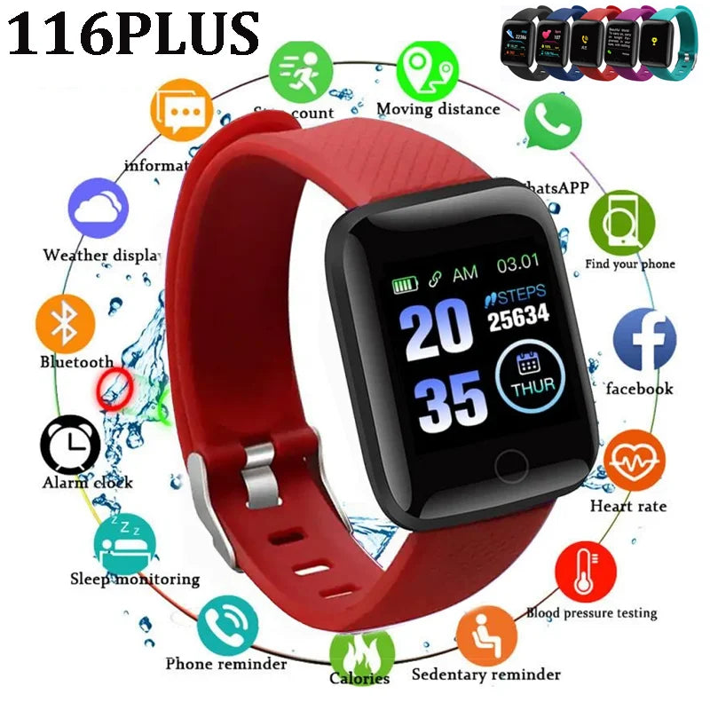 116Plus Smart Watch Message Remind Music Control Sport Step Calories D13 Multifunction Smart Alarm Clock for Men Women Kids Gift