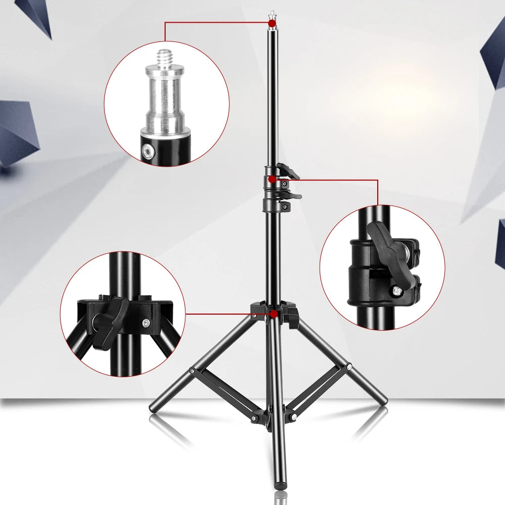 SH Photography Studio Adjustable 2M Light Stand Tripod 1/4 Screw Head For Camera Photo Lamp Bracket Holder Soft box Ring Light