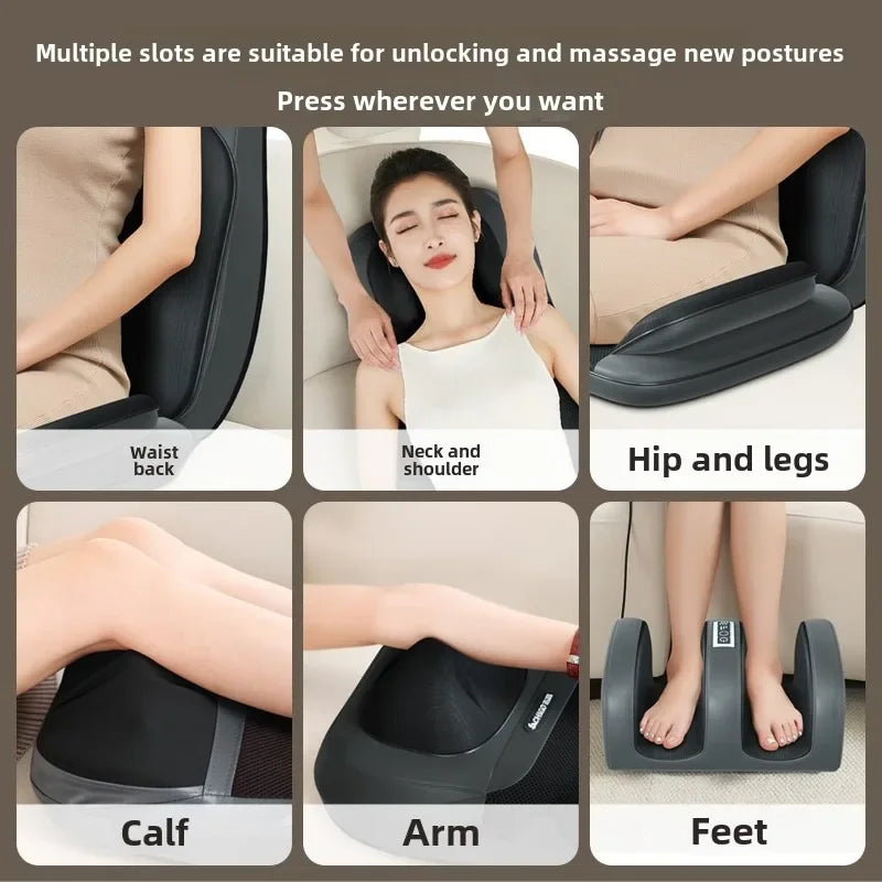 5 in 1 Folding Chair Type Massager Massage Chair Power Full Body Massager Neck Shoulder Rolling Pad Waist Back Cervical Spine Cu