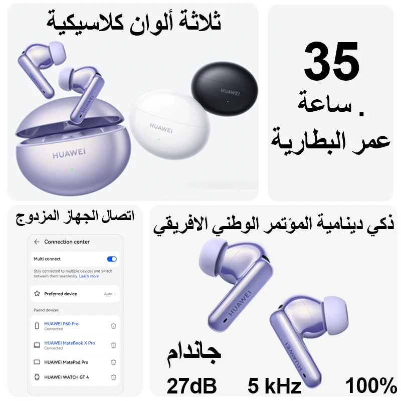 سماعات الأذن اللاسلكية HUAWEI FreeBuds 6i، سماعات أذن بلوتوث، إصدار سعودي مع ضمان محلي، التوصيل من الرياض