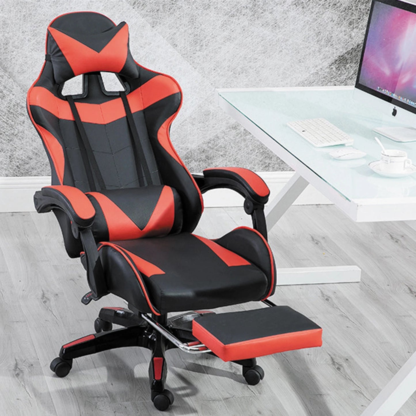 Game Office Chair Adjustable High Back Leather Computer Chair