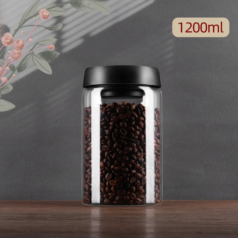 PARACITY Vacuum Sealed Tank Coffee Bean Glass Sealed Jar Household Moisture-proof Air Extraction Airtight Container Coffee Set