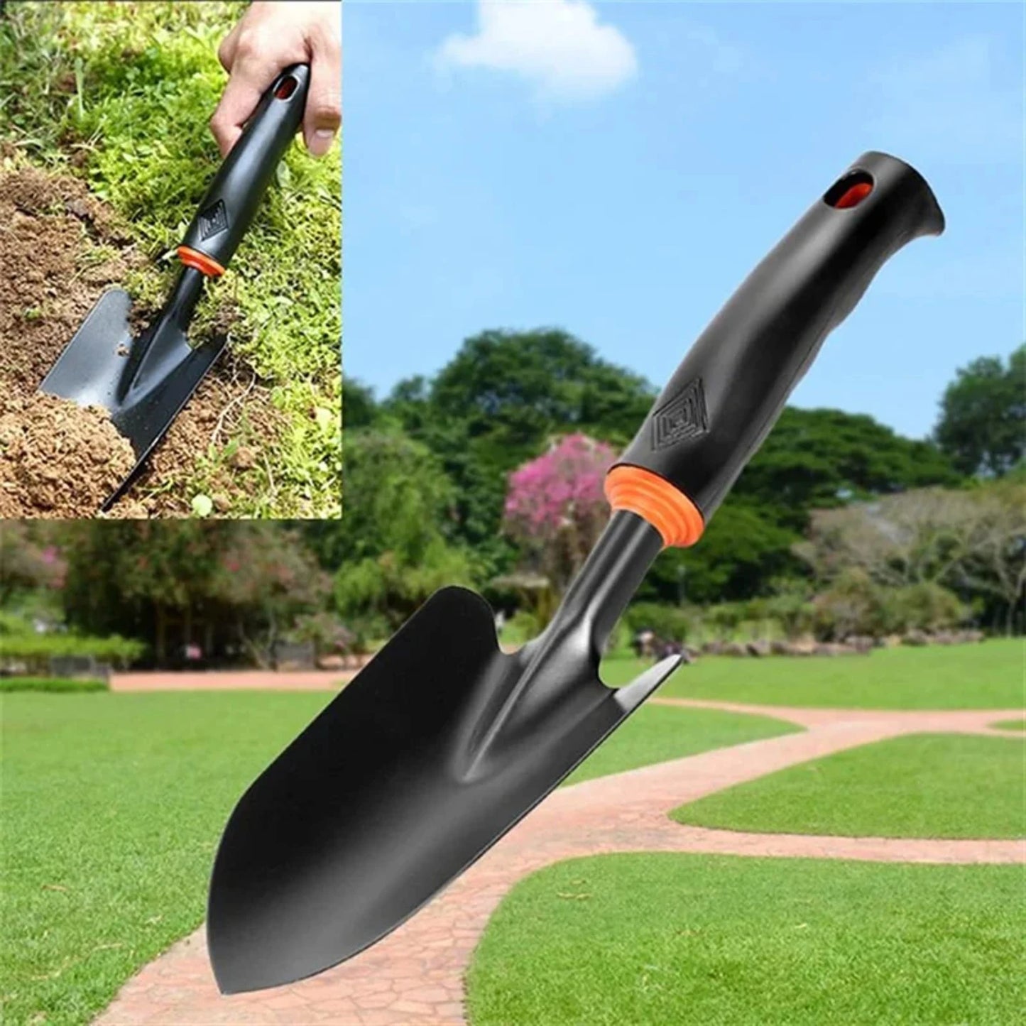 Garden Shovel Hand Shovel Soft Rubberized Non-Slip Handle use  Transplanting Weeding Moving and Smoothing Digging Planting Rake