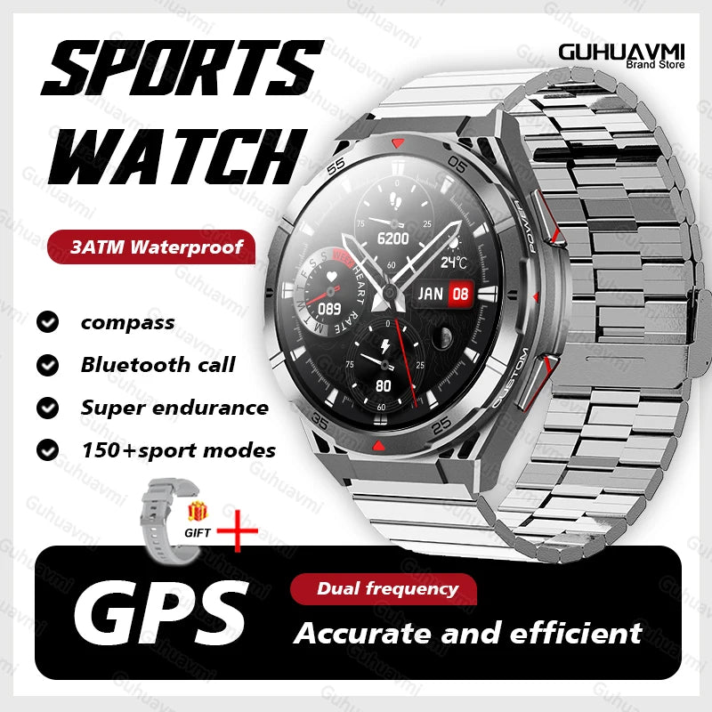 2025New for HUAEWI Military Grade GPS Smartwatch 150+Sport Mode BT Call 10ATM Waterproof Compass Health Monitoring for Men Watch