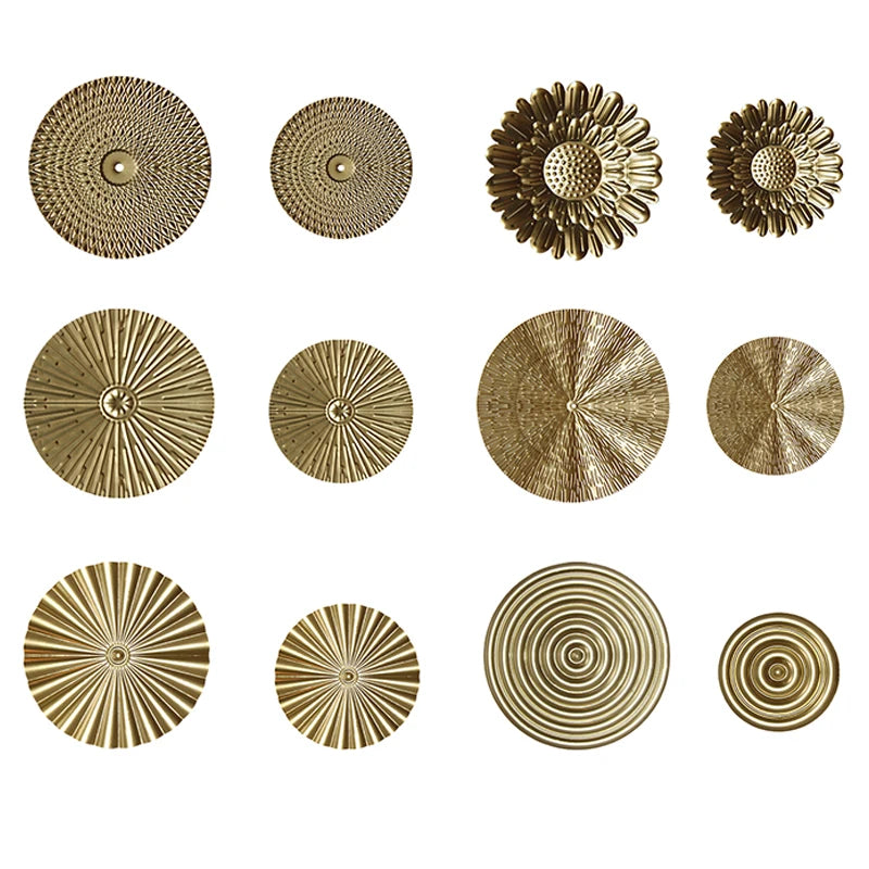 1PC Nordic Light Luxury Round Wall Hanging Decor Golden Iron Irregular Disc Metal Pendants Retro Metal Wall Decoration