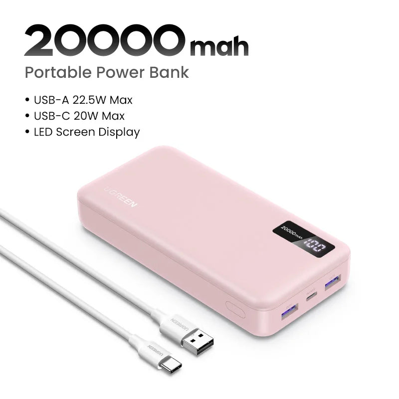 UGREEN 20000/10000mAh PD 20W Power Bank Fast Charge Portable PowerBank for iPhone 16 15 Pro Max Xiaomi Phone External Battery