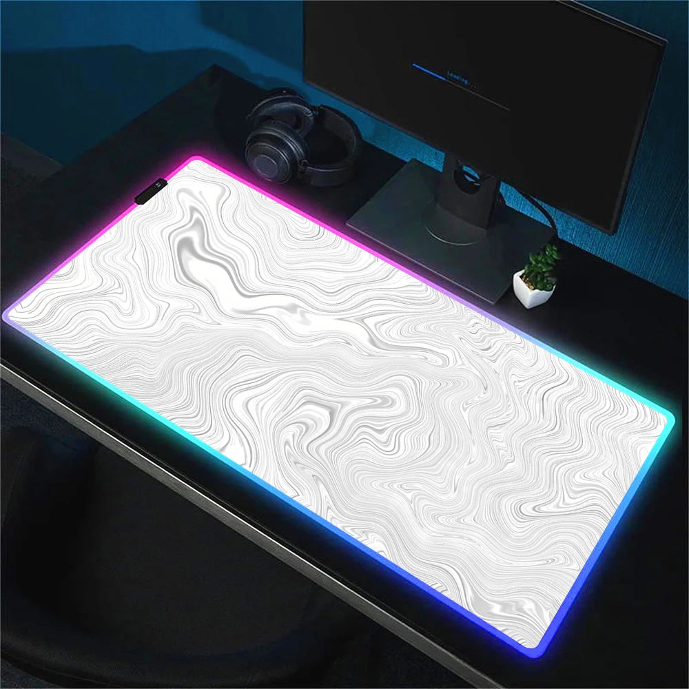 Strata Liquid Abstract Art RGB Mouse Pad LED Gaming Setup Accessories Mousepad XXL Desk Mat Locking Edge Mouse Pads Keyboard Mat