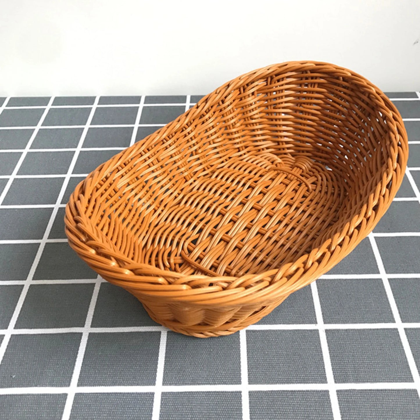 Simulation Hand Woven Rattan Basket Kitchen Supplies Food Serving Holders Suitable for Restaurant Vegetables CLH@8