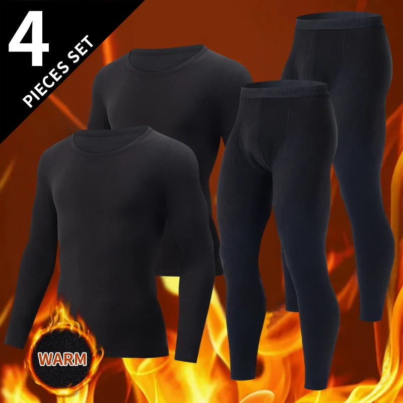 4-Piece /2-Piece Men's Long-sleeved Trousers In Autumn And Winter Thermal Underwear Casual Joker Sports Fitness Solid Color Suit