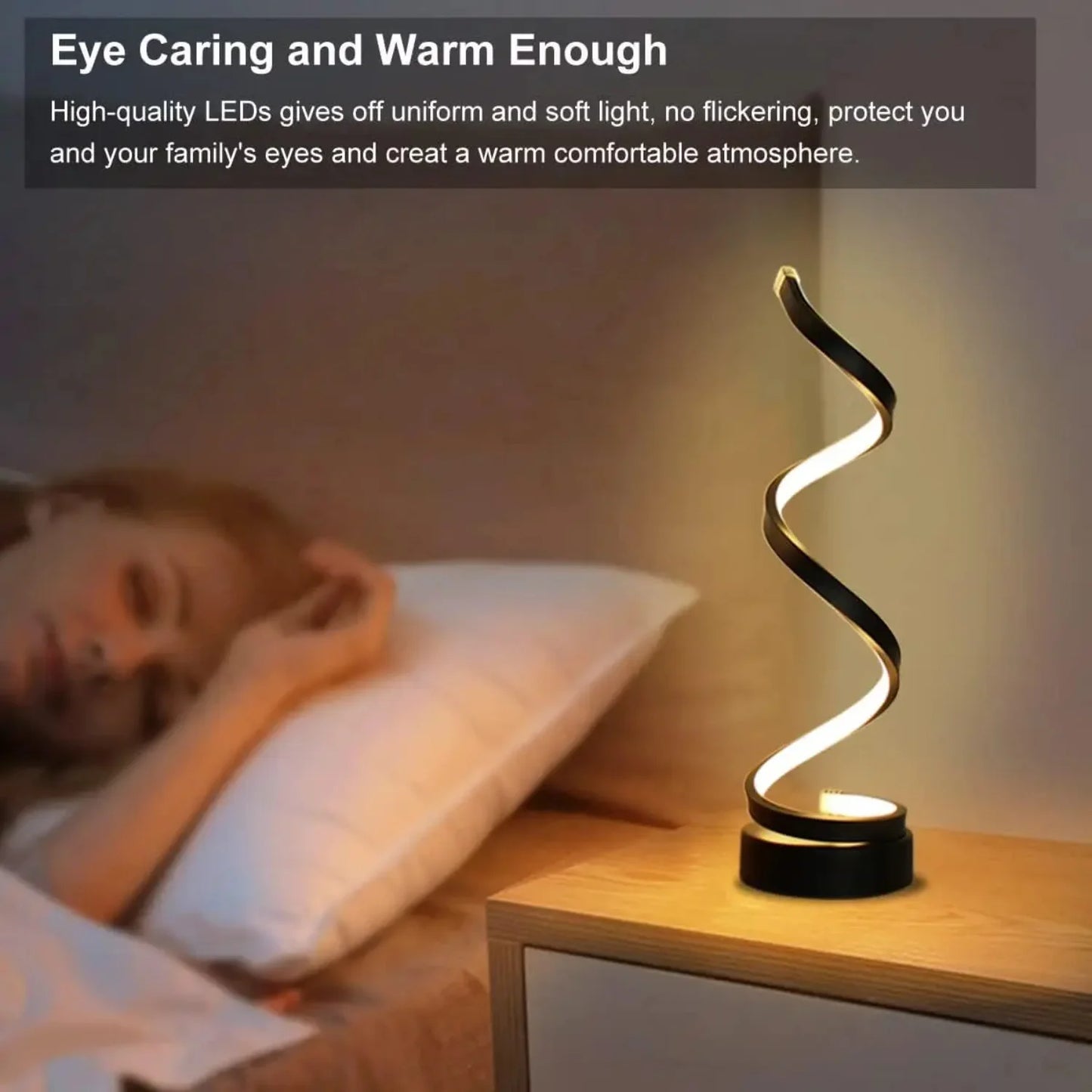 Table Lamps  Living Room,Modern Spiral Dimmable LED Table Lamp, Small Bedside Lamps, Nightstand Lamp  Bedroom Office Anime light