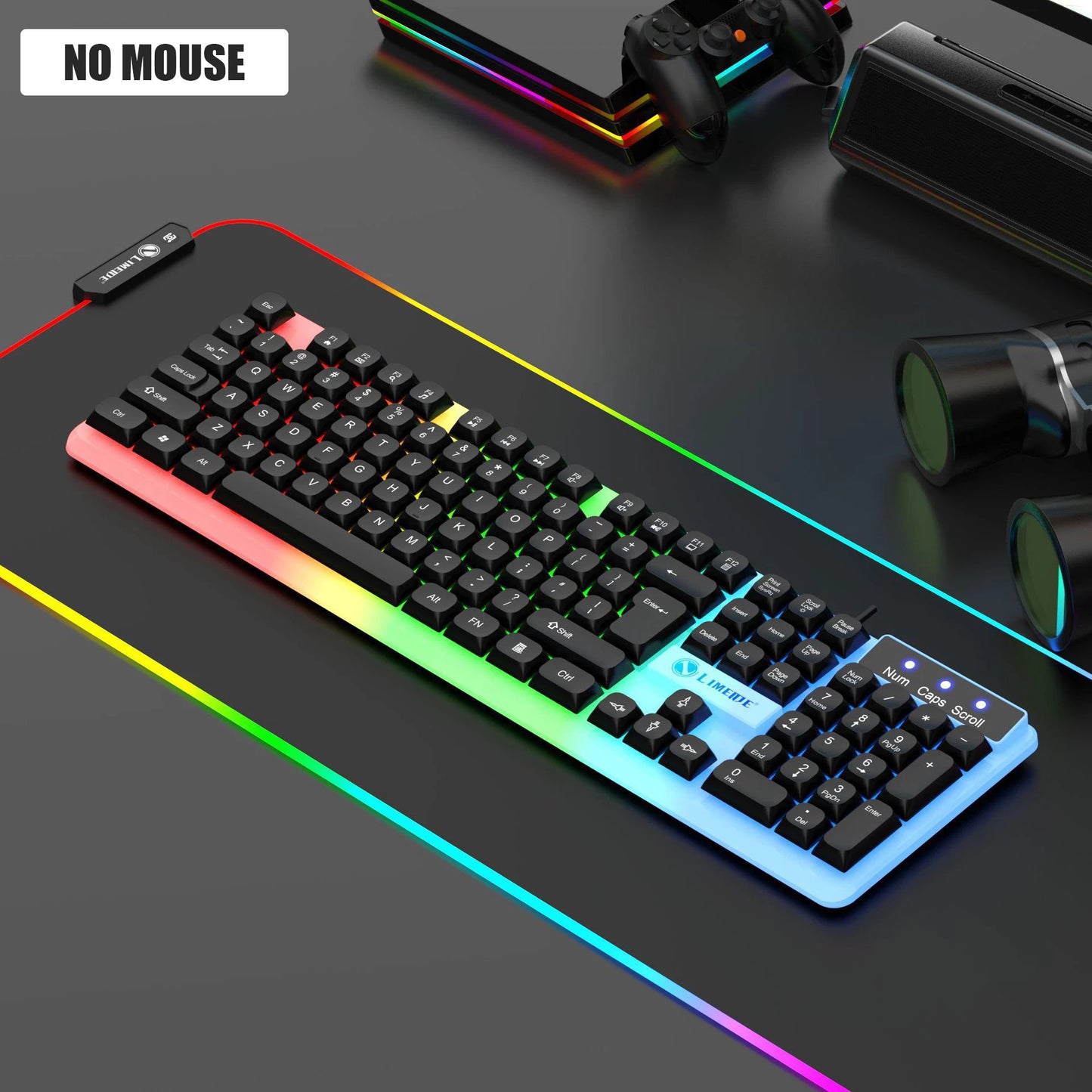 New Illuminated Gaming Keyboard Mouse 2024 USB Mechanical Feel Wired Spherical Keycap Cover With Multiple Color Options