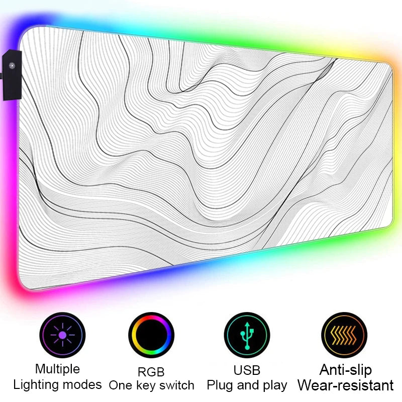 Strata Liquid Abstract Art RGB Mouse Pad LED Gaming Setup Accessories Mousepad XXL Desk Mat Locking Edge Mouse Pads Keyboard Mat