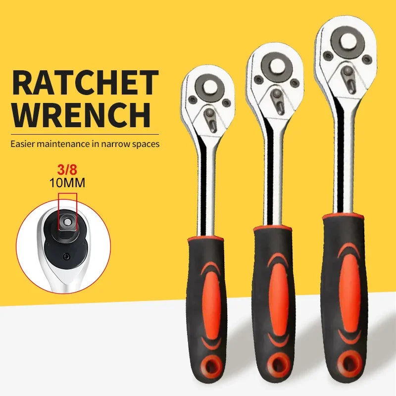 1/4  3/8 Inch Ratchet Wrench 24 Tooth Drive Ratchet Socket Wrench Tool Multi-funtion DIY Hand Tool Ratchet Handle Wrench Taiwan