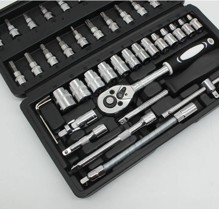 1/4 46 pcs CRV Portable torque ratchet wrench set socket hand tool set for Auto Repair Mini pipe bender Wrench Ratchet spanner