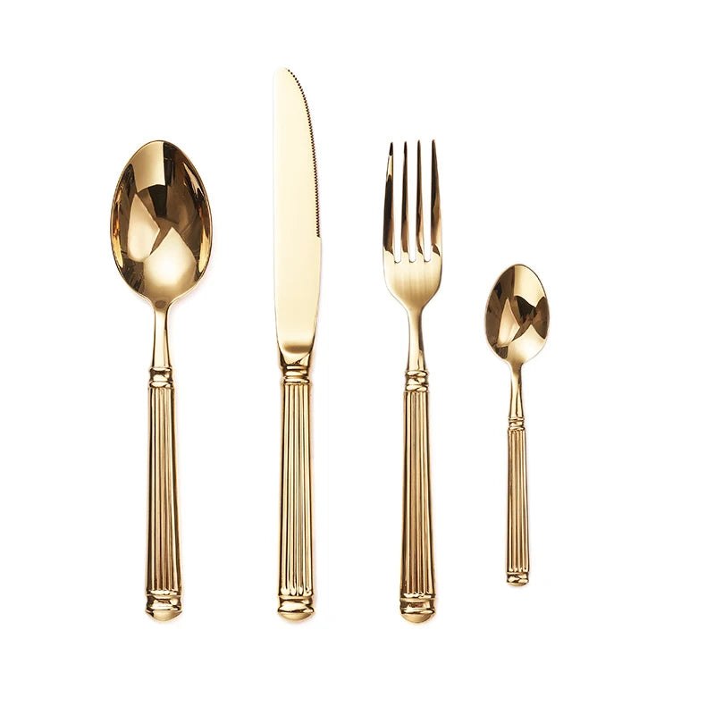 Europe Silver Luxury Fashion Cutlery Set 18/10 Stainless Steel Creativity Gift Roman Column Flatware 304 Drop Shipping