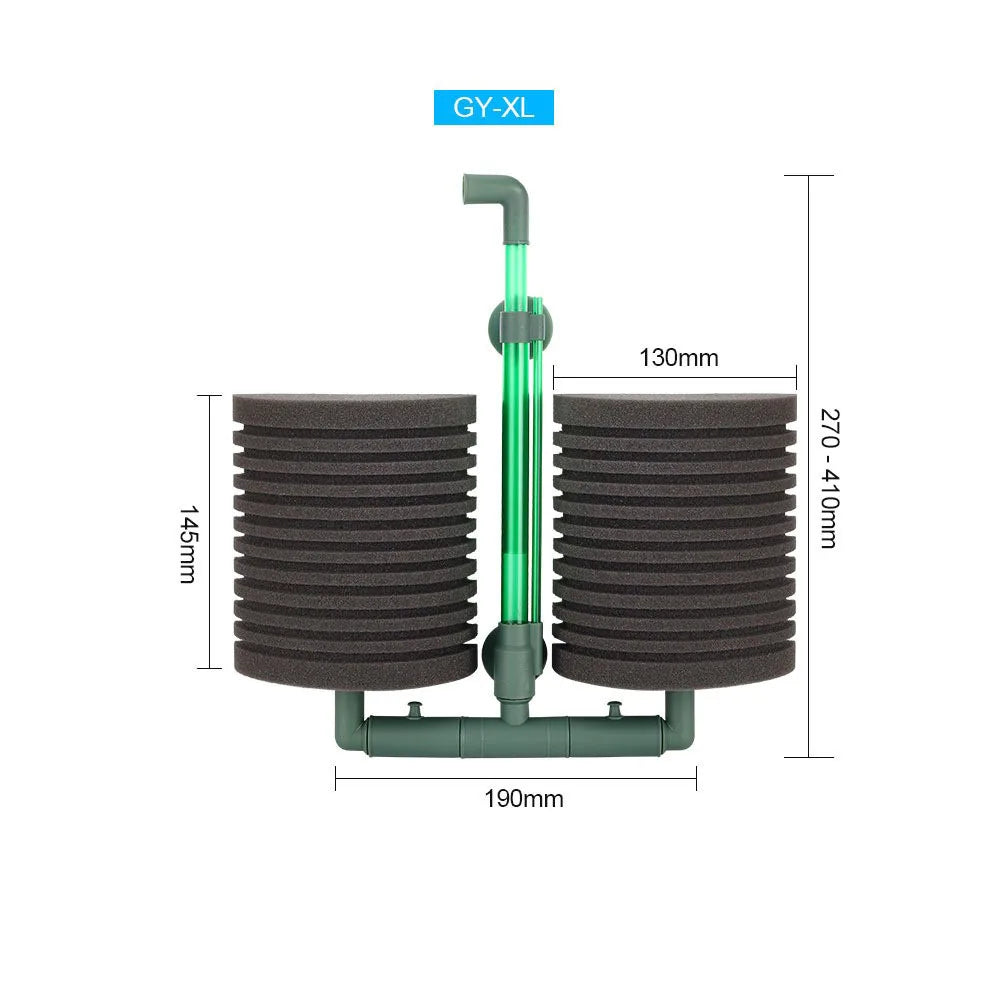 فلتر إسفنجي مزدوج الرأس لحوض السمك، ملحقات حوض السمك، مضخة هواء لتنقية المياه النظيفة لحوض السمك، فلتر أكواريو احترافي