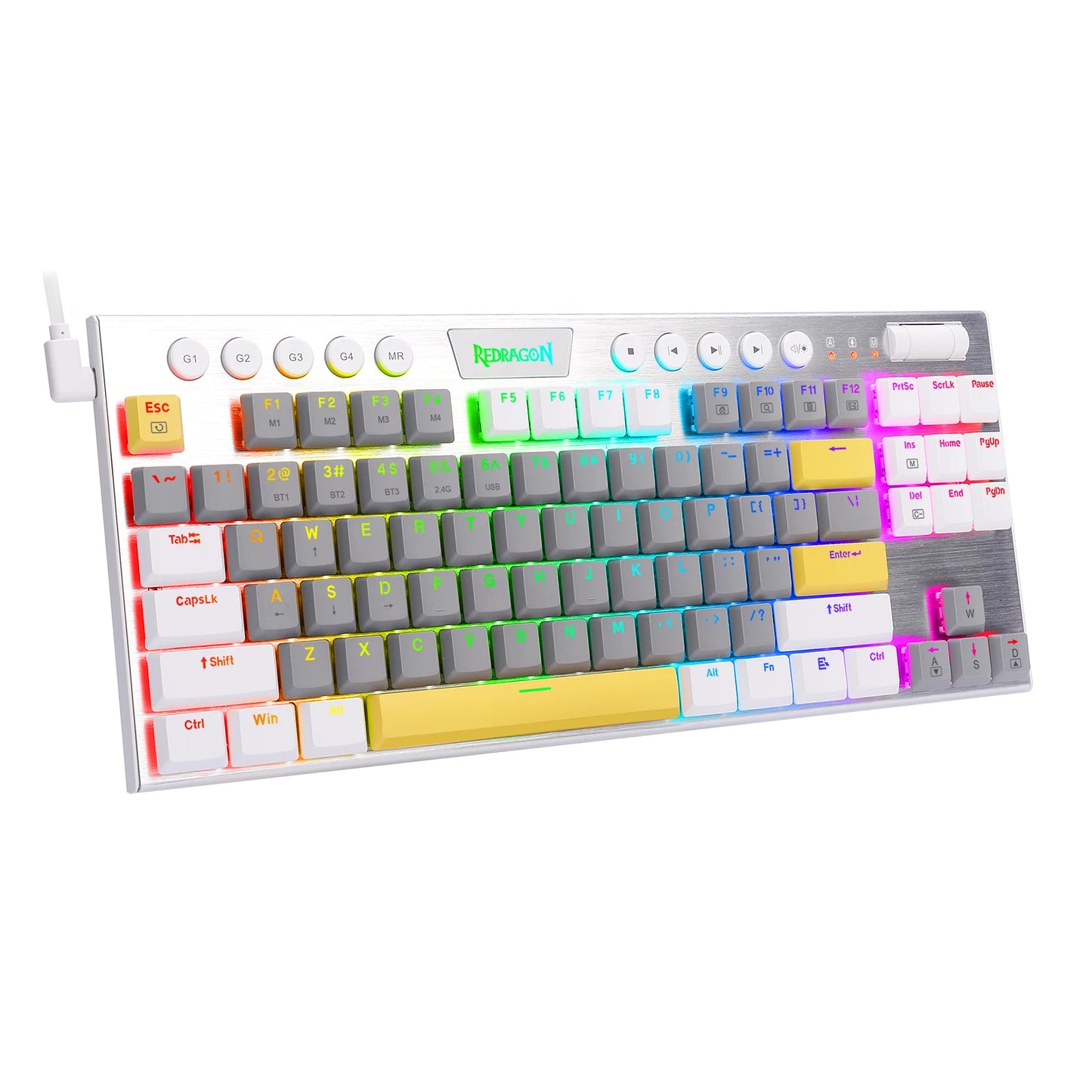 Redragon k621 Bluetooth 2.4G Wireless USB Mechanical Gaming Keyboard Red Switch RGB Backlit Metal 87 Key Anti-Ghosting for PC