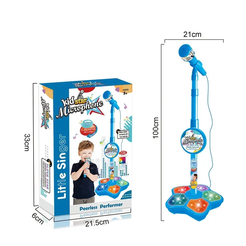 Kids Microphone Stand Karaoke Mic Speaker With Lights Music Instrument Toys Singing Machine Birthday Gift For Girl Boy