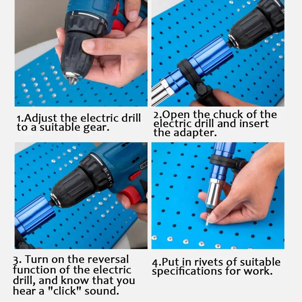 New Electric  Gun Adapter 2.4mm-4.8mm  nut gun drill adapter Cordless riveting tool Insert Nut Pull  Tool