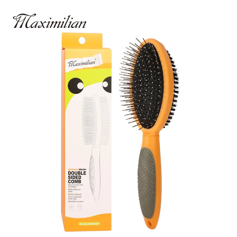 Pet double-sided comb bristle airbag massage needle comb cat and dog comb beauty comb hair removal brush pet supplies Lice Dog