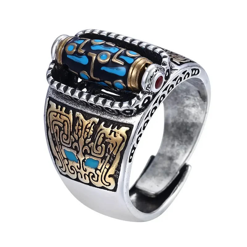 925 Silver Turquoise Tianzhu Ring Talismans Charm Amulet Jewelry Designer Luxury Gemstones Natural Fashion Women Jade