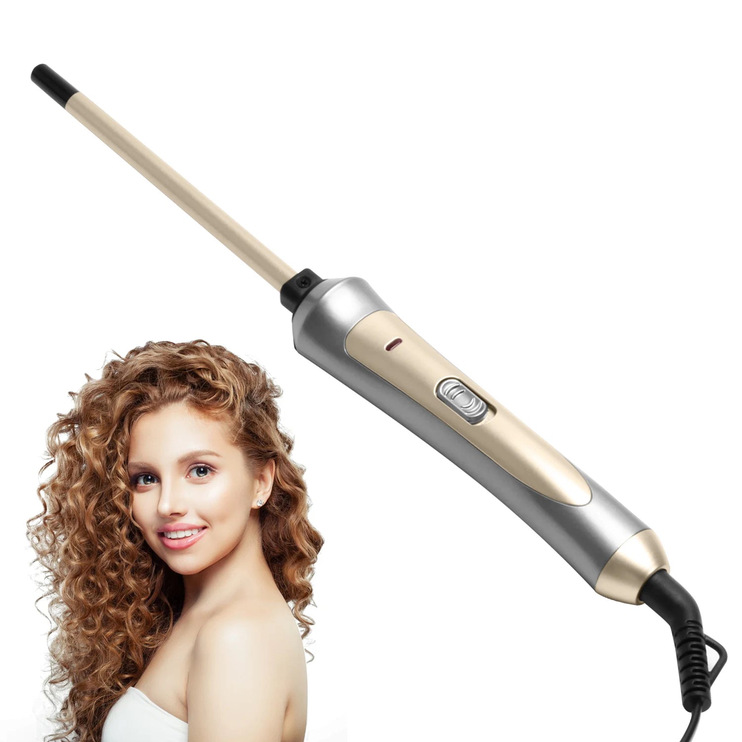 Hair Curler Ceramic 7mm Hair Curling Wand Small Hair Deep Curly Hair Curlers Rollers Curling Iron Rotating 360 Degree