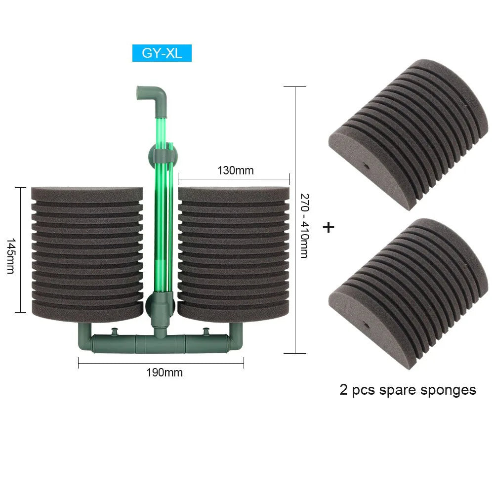 فلتر إسفنجي مزدوج الرأس لحوض السمك، ملحقات حوض السمك، مضخة هواء لتنقية المياه النظيفة لحوض السمك، فلتر أكواريو احترافي