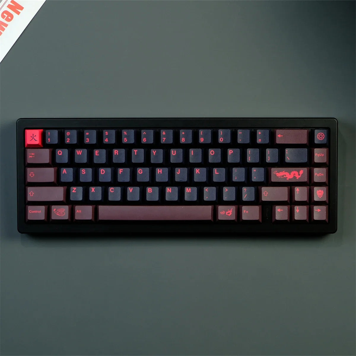 غطاء مفاتيح Red Dragon PBT الأصلي، ارتفاع، تصعيد، لوحة مفاتيح ميكانيكية مناسبة، مخصصة