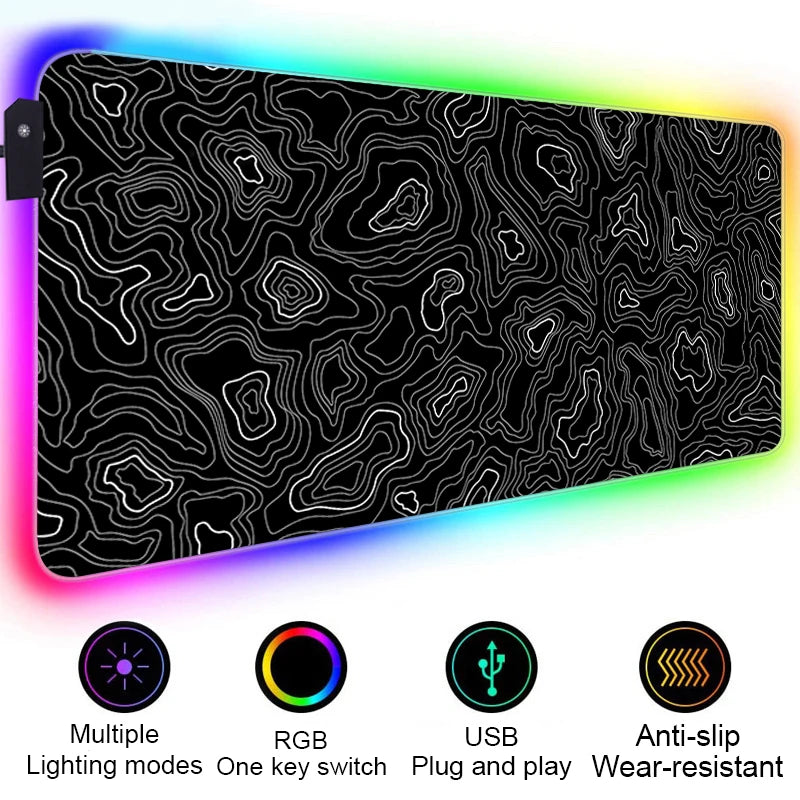 Strata Liquid Abstract Art RGB Mouse Pad LED Gaming Setup Accessories Mousepad XXL Desk Mat Locking Edge Mouse Pads Keyboard Mat