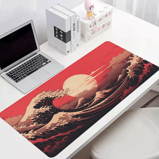 RED TIDAL WAVE Desk Mat Xxl Mouse Pad 900x400 Pc Gamer Setup Gaming Accessories Desktops Mousepad Mats Keyboard Extended Office