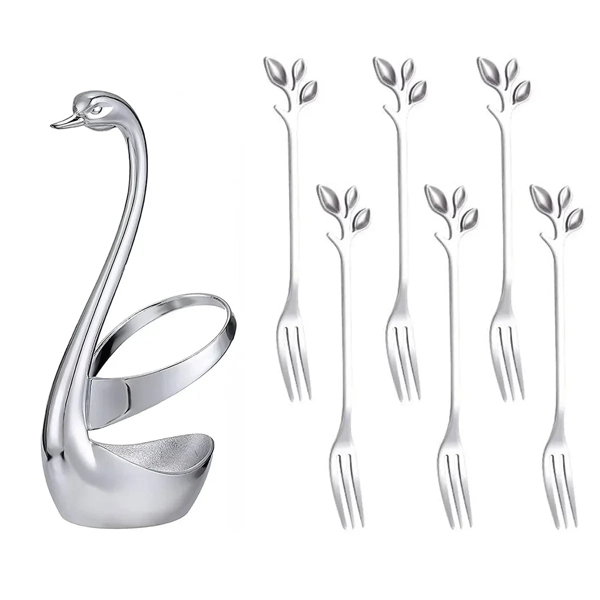 European Swan Tableware Holder Stainless Steel Spoon and Fork Base Elegant Utensil Stand Home Decor and Kitchen Organization