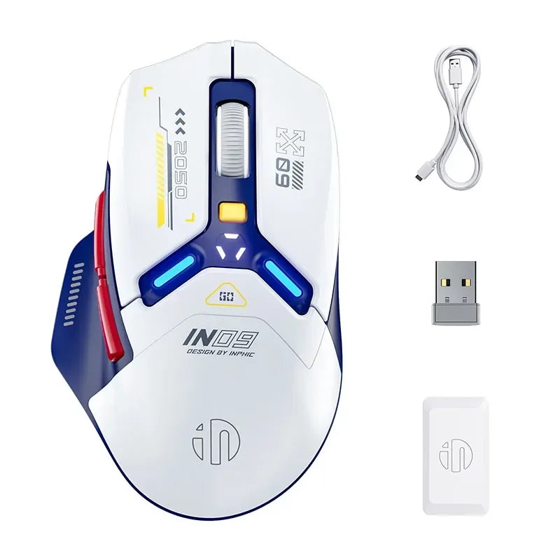 INPHIC IN9 Wireless Bluetooth Gaming Mouse Three-mode Ergonomic Macro RGB PUBG/LOL/CSGO Desktop Notebook Universal 10000DPI