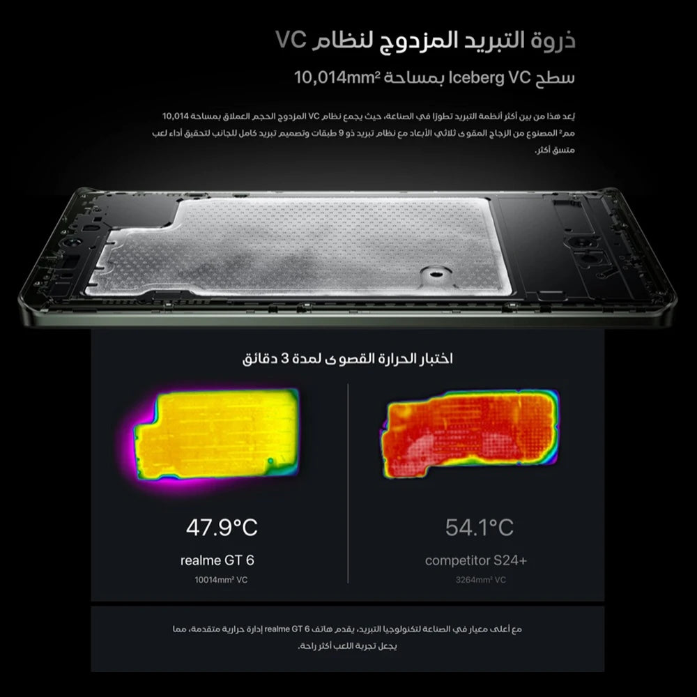 هاتف Realme GT6 5G الذكي 16+512GB كاميرا الرؤية الليلية الذكية شاشة رائدة هي الأكثر سطوعًا وشحن 120 واط SUPERVOOC بطارية 5500 مللي أمبير في الساعة