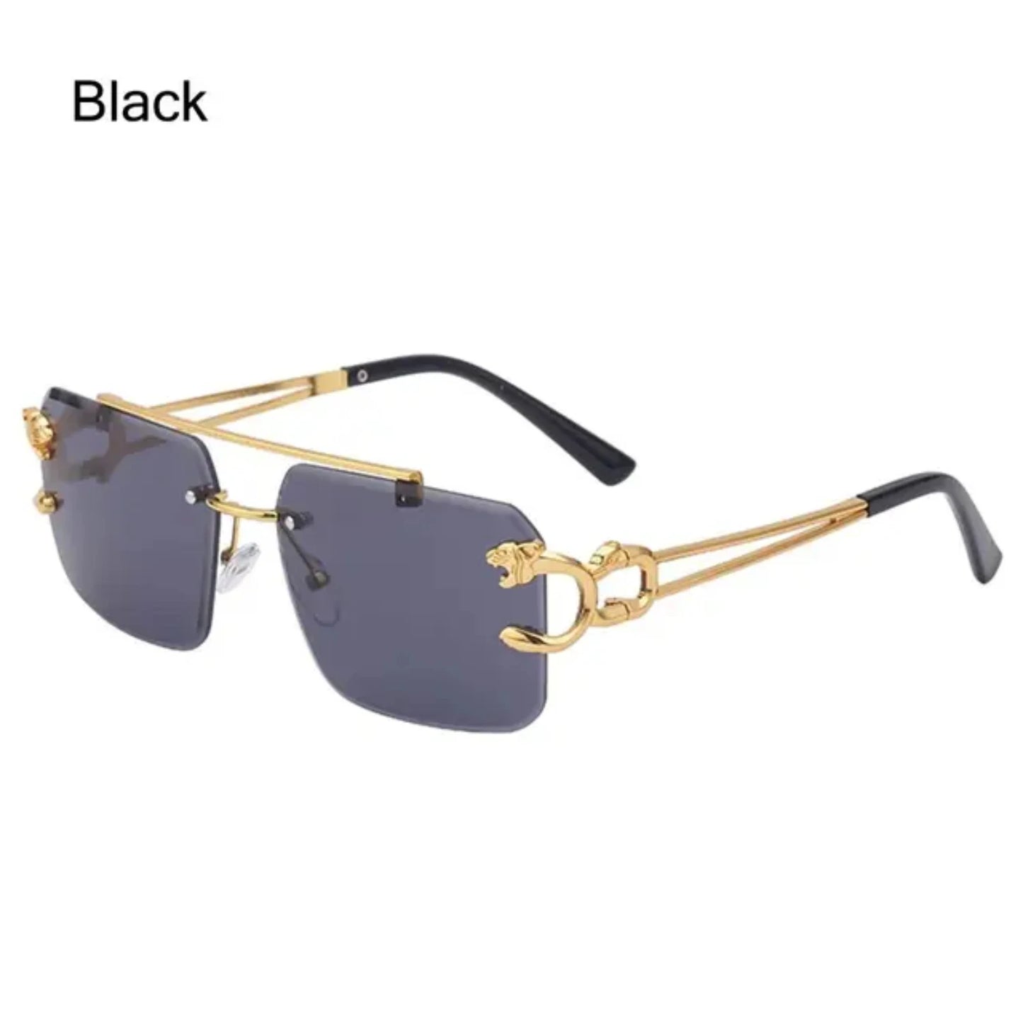 Retro Cheetah Decoration Rimless Sunglasses  Women Men Metal Steampunk Sun Glasses Frameless Fashion Shades UV400 Eyewear Gafas