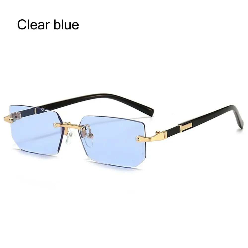 Trendy Rimless Rectangle Sunglasses Men Women 2024 Fashion New in Vintage Shades Eyewear Brand Design Ocean Lenses Sun Glasses