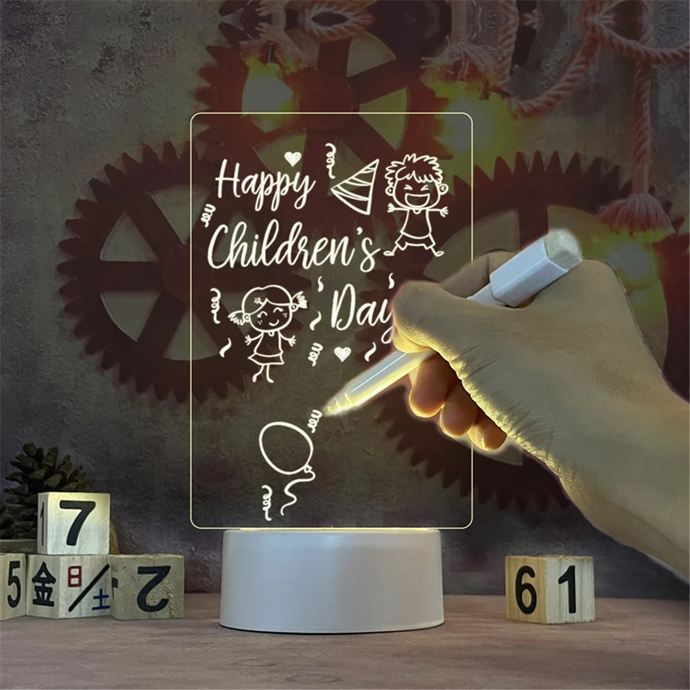 Transparent Message Board Night Light Glowing Memo Acrylic  Ambient Lights Daily Moment Note Board Erasable Room Decor Gift Sign