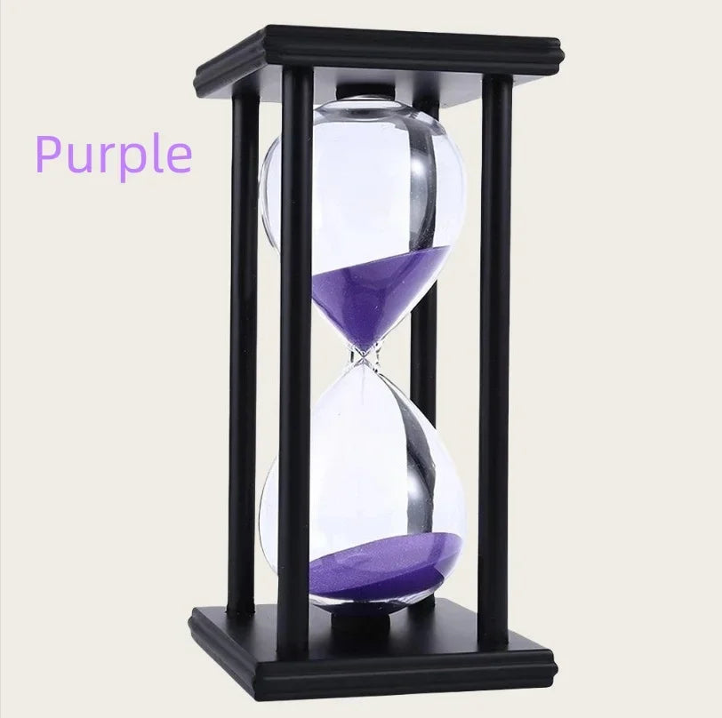 60 Minutes Wooden Black Frame Four Pillar Hourglass Children Do Homework Timer Creative Fall-Proof Sand Clock Home Decorations