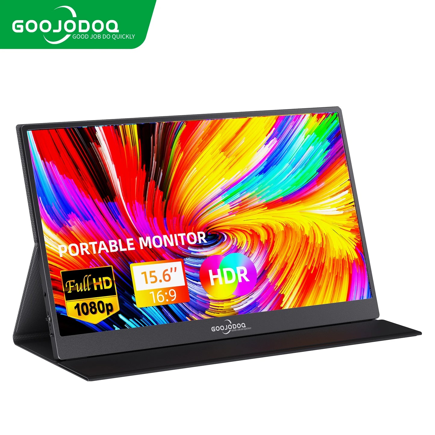 شاشة GOOJODOQ GJ20 المحمولة مقاس 15.6 بوصة IPS HDR 1920X1080 FHD للألعاب الخارجية لأجهزة الكمبيوتر المحمولة والهواتف وأجهزة Mac وXbox وPS5/PS4 وSwitch