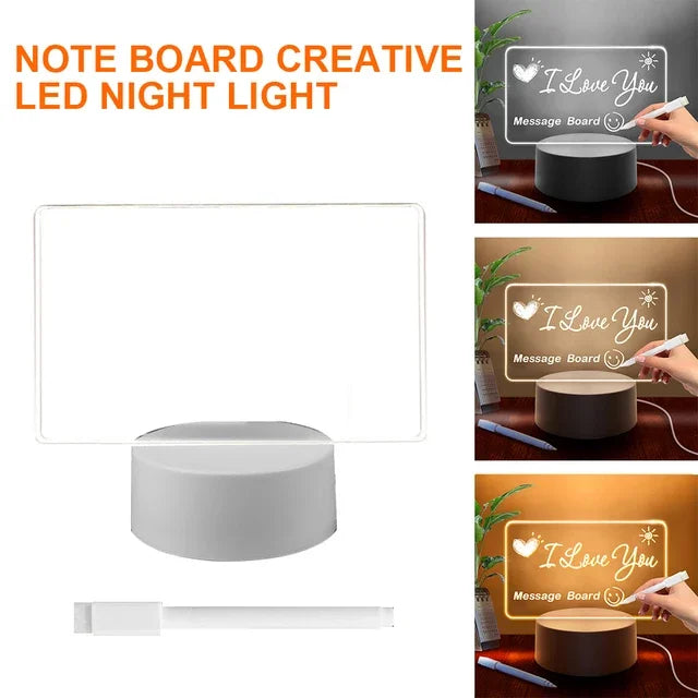 Transparent Message Board Night Light Glowing Memo Acrylic  Ambient Lights Daily Moment Note Board Erasable Room Decor Gift Sign