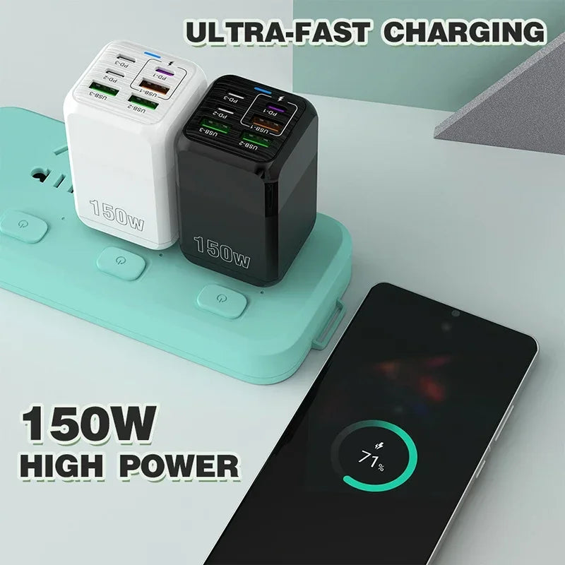 Xiaomi 150W Super Fast Charger USB Type-C 6Ports Quick Charging USB Phone Charger Adapter For iPhone Samsung Xiaomi Wall Charger