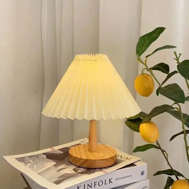 Nordic Pleated Table Lamp DIY Foldable 5V USB 220V Art Atmosphere Bedroom Bedside Night Light Home Decorate Rechargeable light