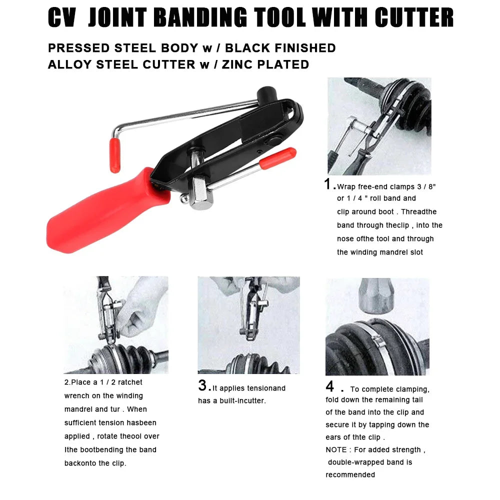 Car Banding Hand Tool Kit  Exhaust Pipe Fuel Filter Hand Installer Tool Durable Multi- CV Joint Boot Clamp Pliers Pipe wrench