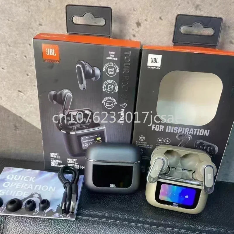 سماعات أذن رياضية ستيريو JBL Tour PRO 2 الأصلية اللاسلكية بتقنية البلوتوث مع شاشة LCD ذكية إصدار هونج كونج