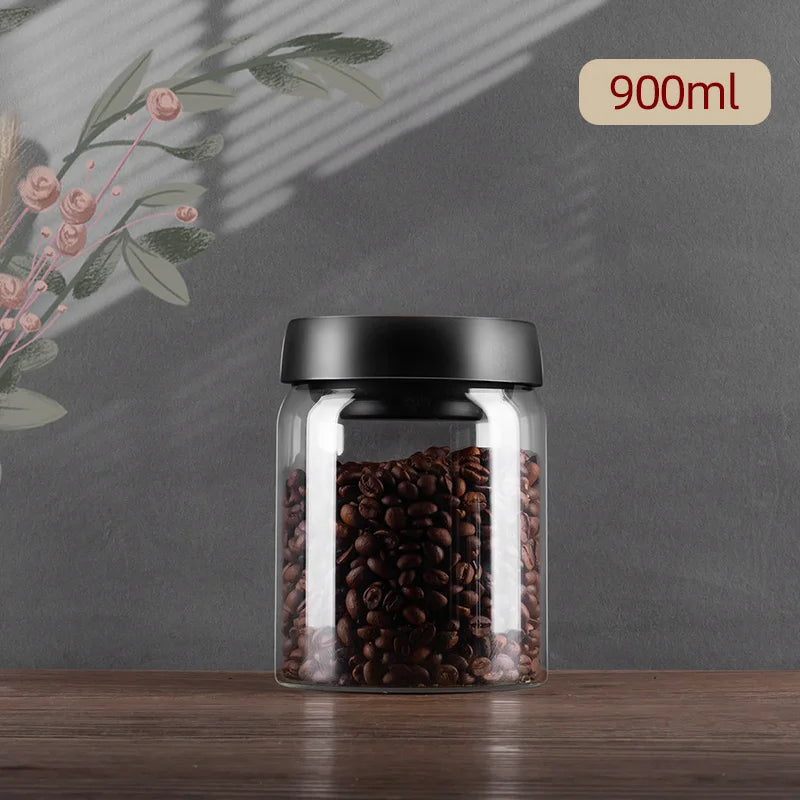 PARACITY Vacuum Sealed Tank Coffee Bean Glass Sealed Jar Household Moisture-proof Air Extraction Airtight Container Coffee Set